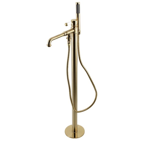 Kingston Brass KS7037DPL Freestanding Tub Faucet with Hand Shower, Brushed Brass KS7037DPL